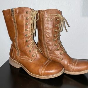 Brown combat boots